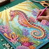 DIY Pearl Painting Seahorse for Home Wall Decor with Frame(25x25cm)