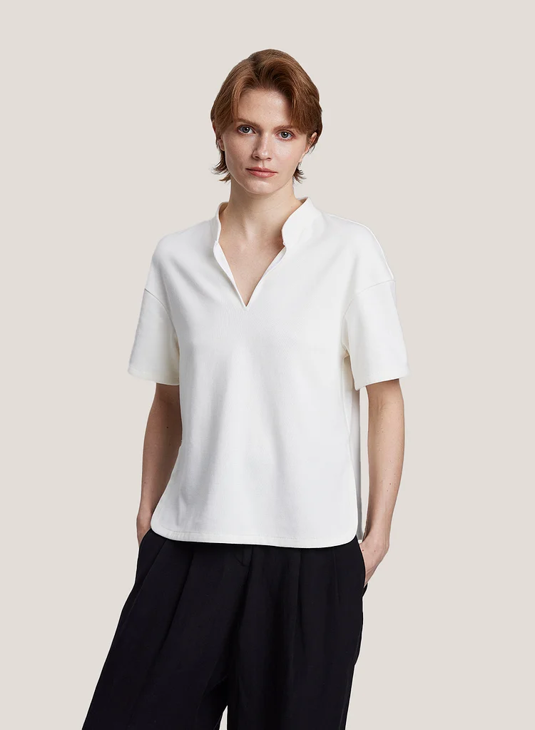 100% Cotton Band Collar Shirt