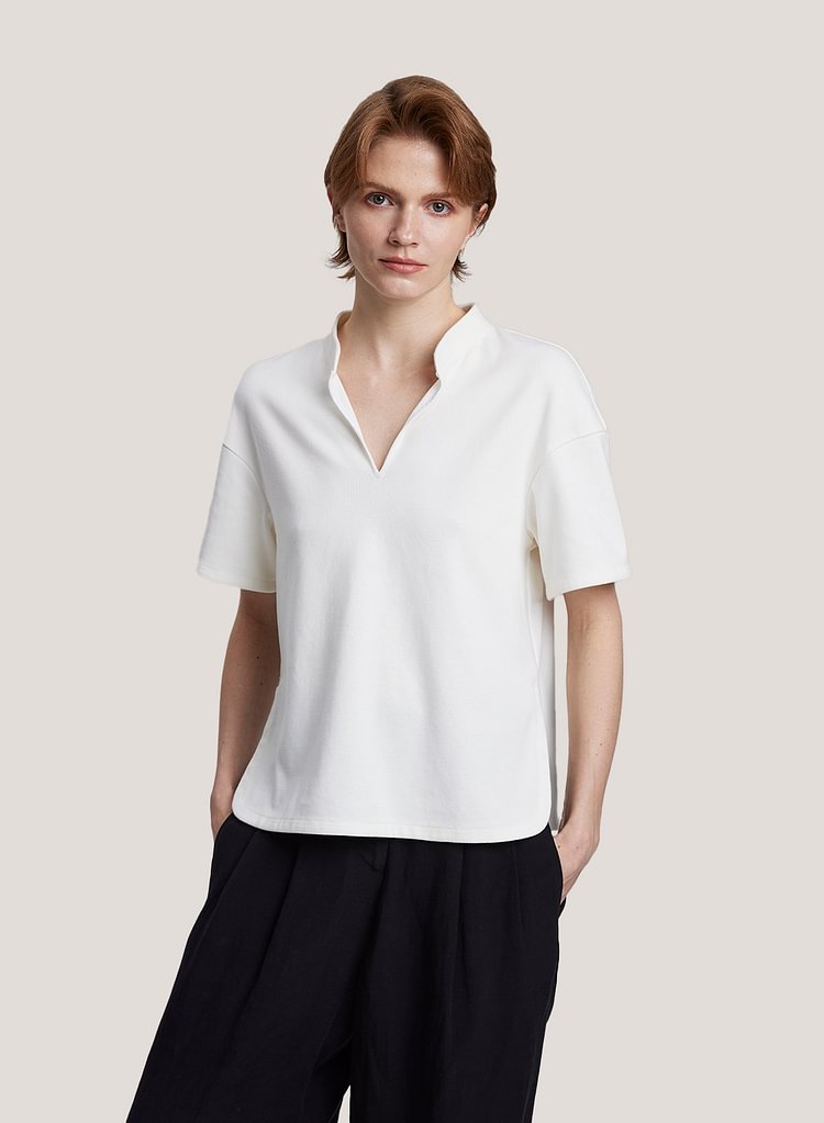 100% Cotton Band Collar Shirt
