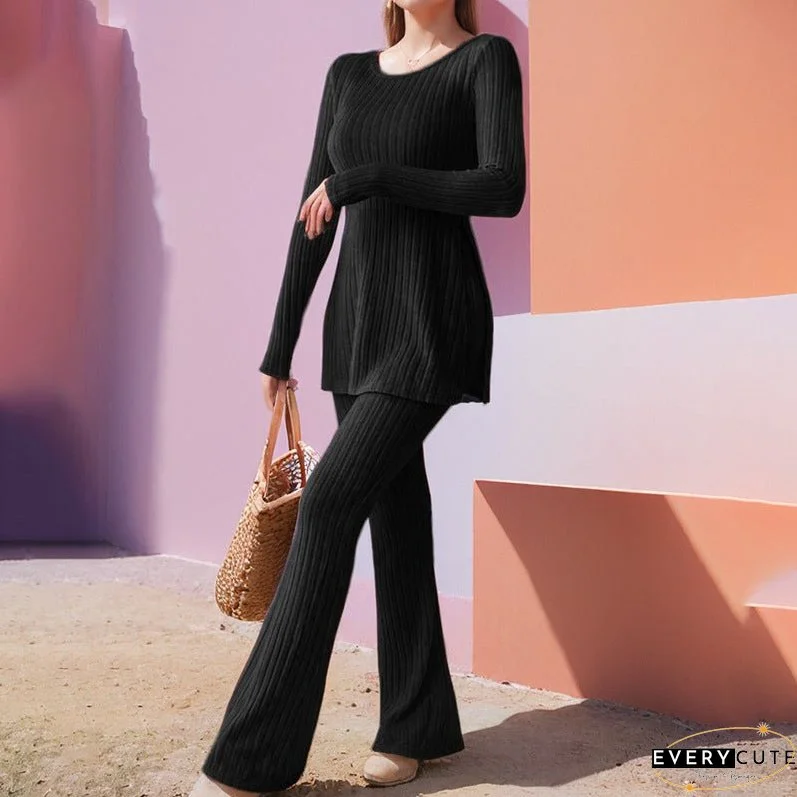 Women's Color Casual Long Sleeves Crew Neck Suits