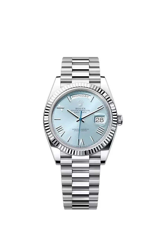 Rolex Oyster Perpetual Day-Date President 40mm in Platinum with Ice-Blue Dial Men's Watch 228236-0012 New