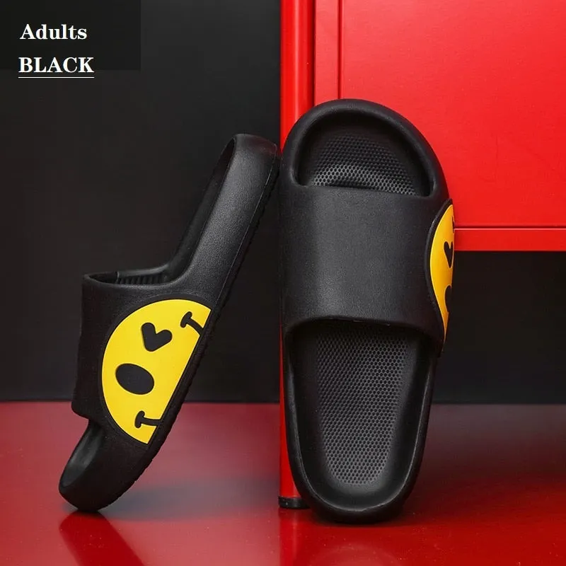 Summer Flip Flops for Couples Smile Face Slippers EVA Fashion Slides Women's Shoes Bathroom Slipper Floor Flats