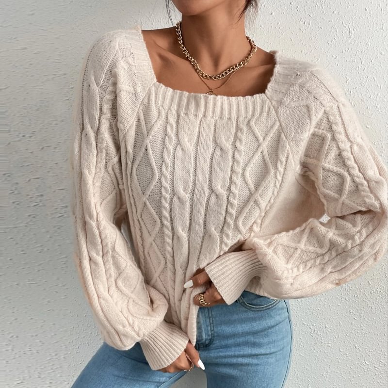 Fashionable square neck sweater sweater