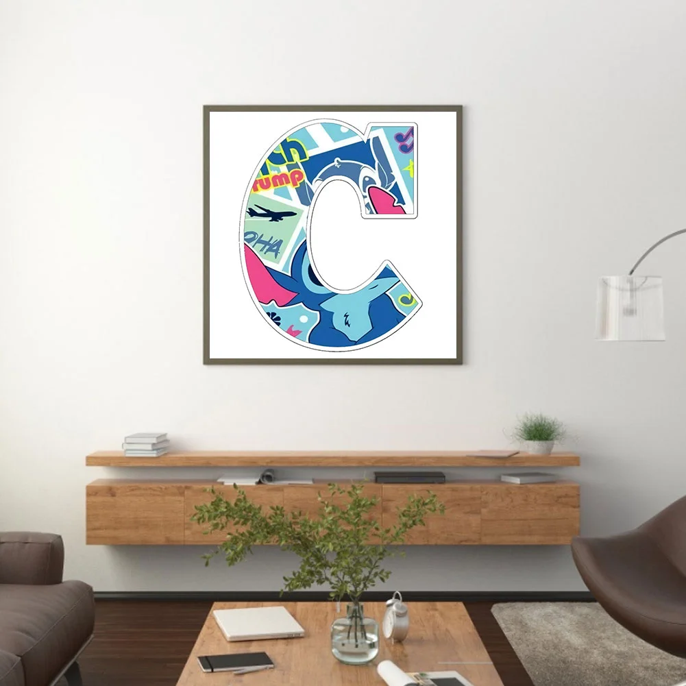 Full Round Diamond Painting 30*30cm - Stitch Letter C