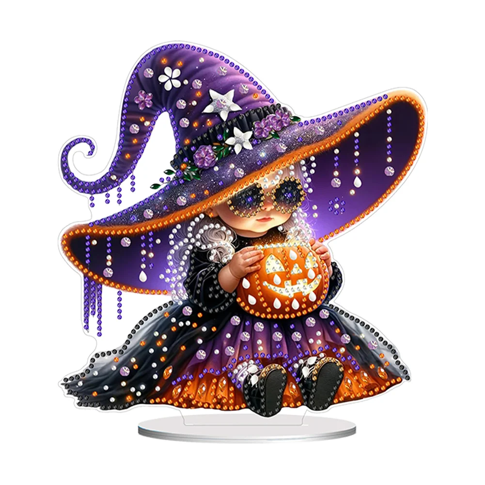 DIY Halloween Pumpkin Witch Acrylic Diamond Painting Desktop Ornaments Bedroom Table Decor