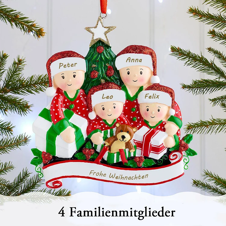 Harz Personalisiertes 4 Namen 1 Text Weihnachtsornament Baum Geschenk Anhänger