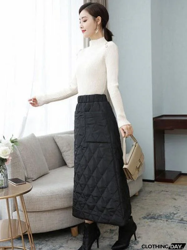 Vintage Loose Elasticity High-Waisted A-Line Padded Skirt Bottom