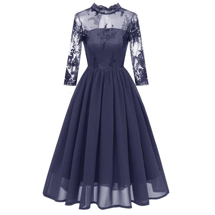 1950s Big Swing Vintage Lace Chiffon Dress