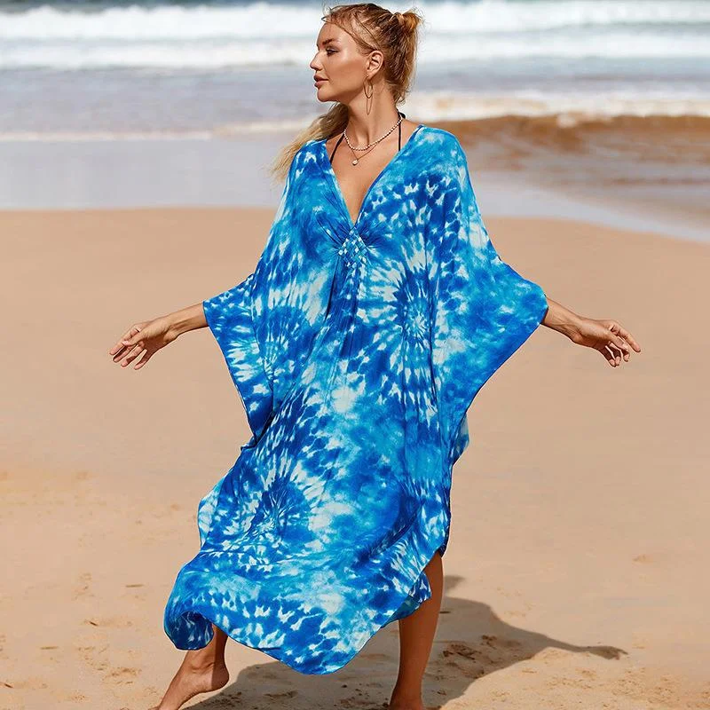 Uveng Uveng Robe Beach Coat Beach Vacation Sunscreen Long Dress Bikini Blouse Swimsuit Over A Woman