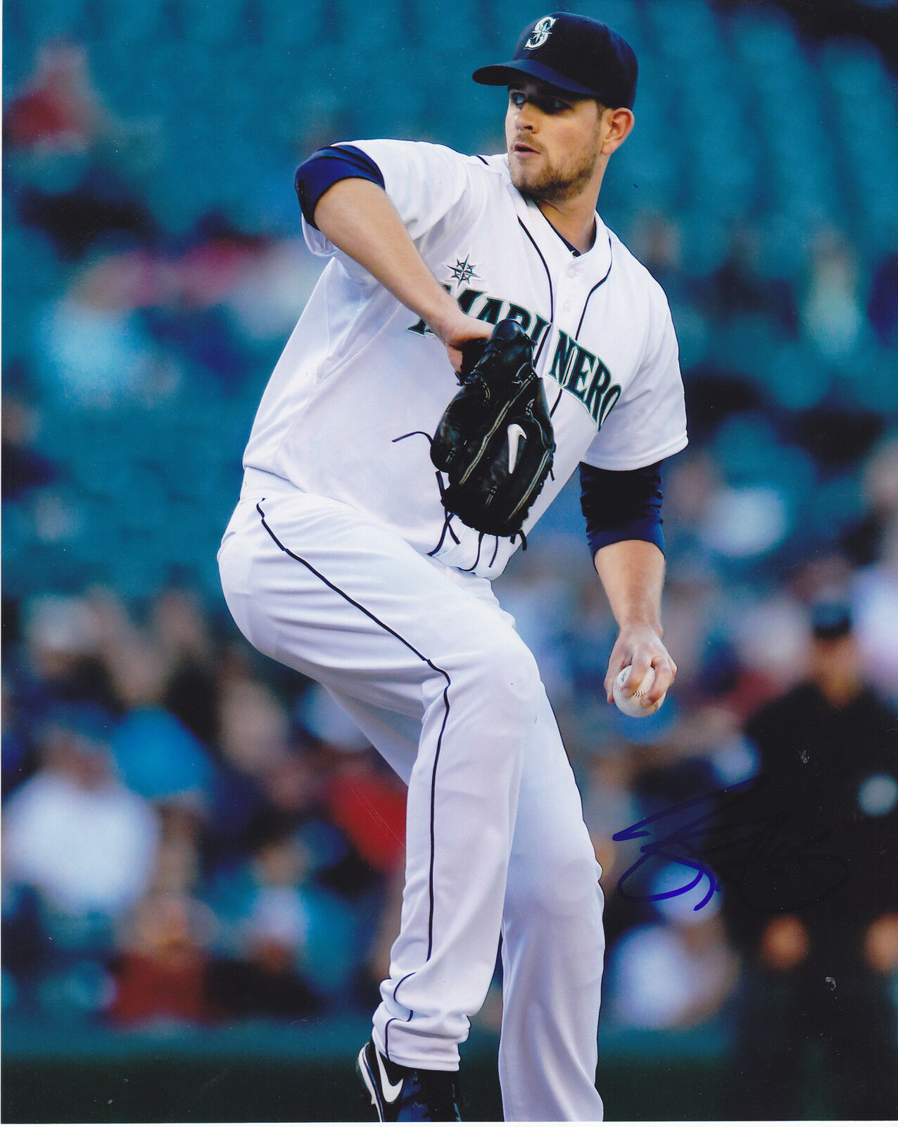 JAMES PAXTON SEATTLE MARINERS ACTION SIGNED 8x10