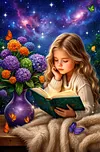 Luxury AB Velvet Diamond Painting Kit - Little Girl Reading