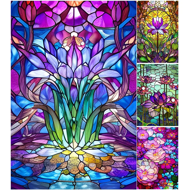 Stained Glass Lotus Stained Glass - Full Round - Diamond Painting (40*60cm)