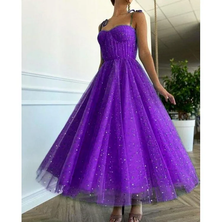 Promsstyle Shining sequins spaghetti straps mesh slip dress Prom Dress 2023