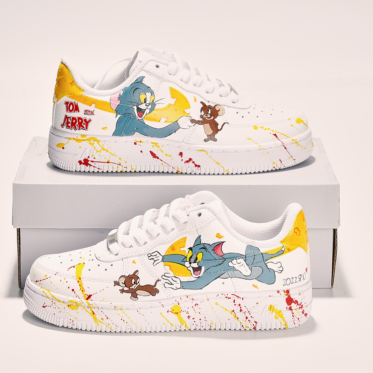 Custom Hand-Painted Sneaker - "Tom and Jerry"