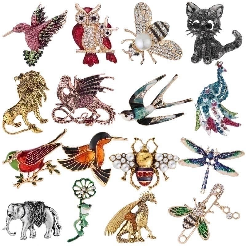 3 Pieces Minimalist Pin Animal Alloy Inlay Rhinestones Women's Brooches