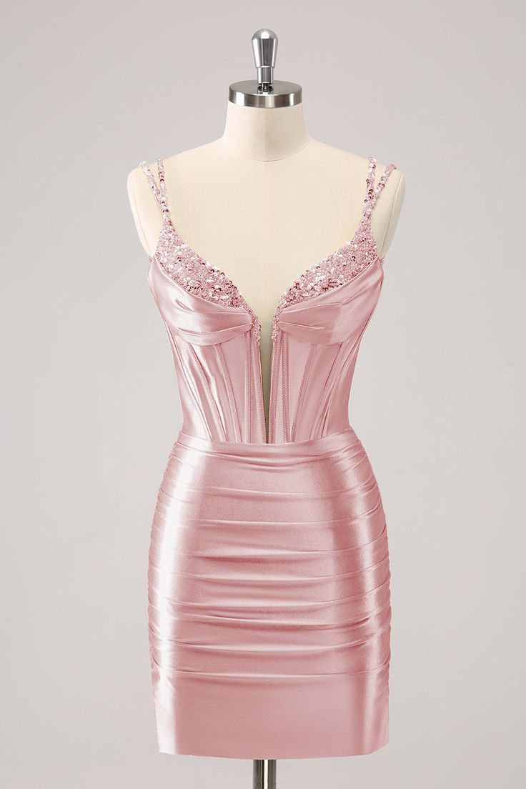 Lvs&Broner Spaghetti Strap Sleeveless Short Homecoming Dress With Beading