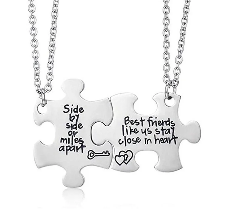 Side By Side Or Miles Apart Best Friends Like Us Stay Close In Heart Couple Necklaces