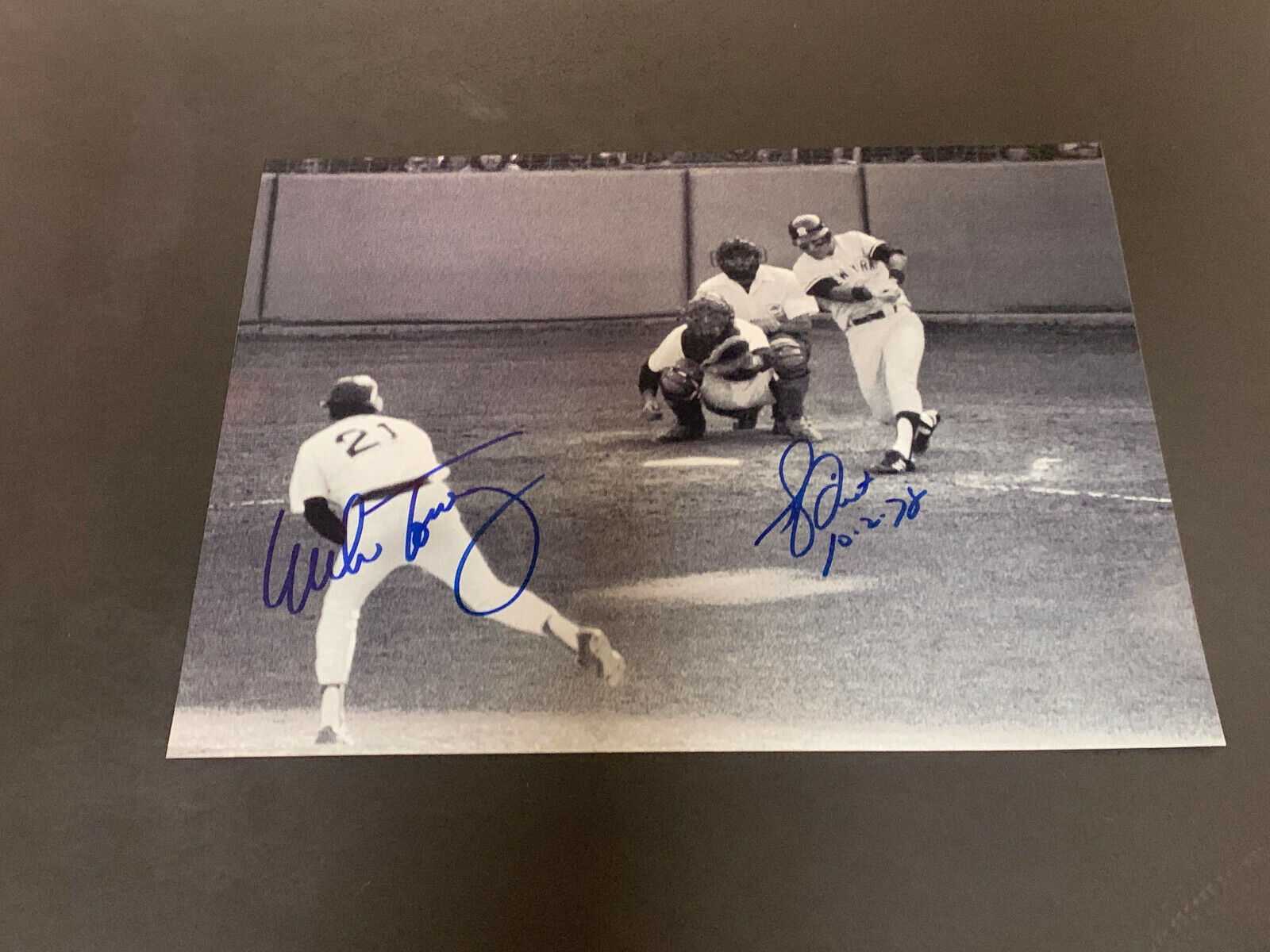 Buckey Dent Mike Torrez Yankees Red Sox Autographed Signed 10x13 10-2-78