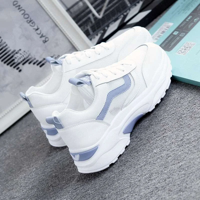 Budgetg Breathable White Flats Women Sneakers Fashion Casual Shoes Woman Platform Sneakers Female Chaussure Femme