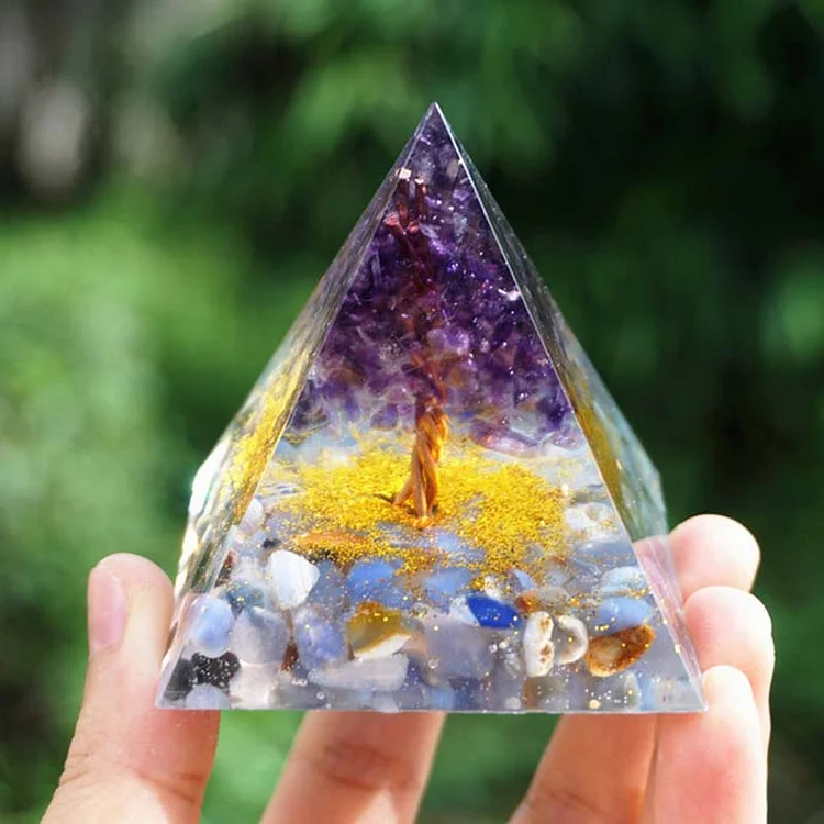 Amethyst Blue Lace Agate Tree Of Life Orgone Pyramid