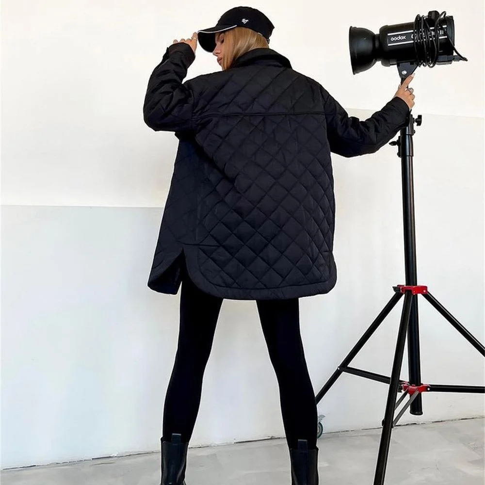 Toloer Long Breasted Collar Loose Warm Rhomenge Cotton Clothing New 2022 Autumn And Winter Versatile Thick Cotton-Padded Clothes Women-Outfit Ideas