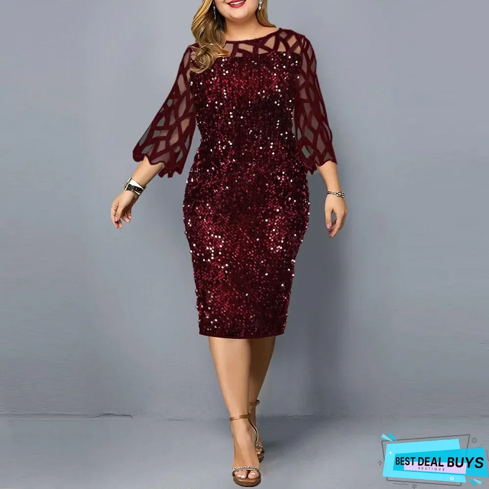 Individualized Sequin Design Plus Size Women's Dress
