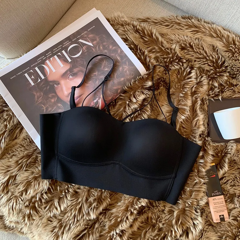 Wriufred Comfortable and seamless tube top bralette women's thin underwear  breathable adjustable bra sexy vest style lingerie