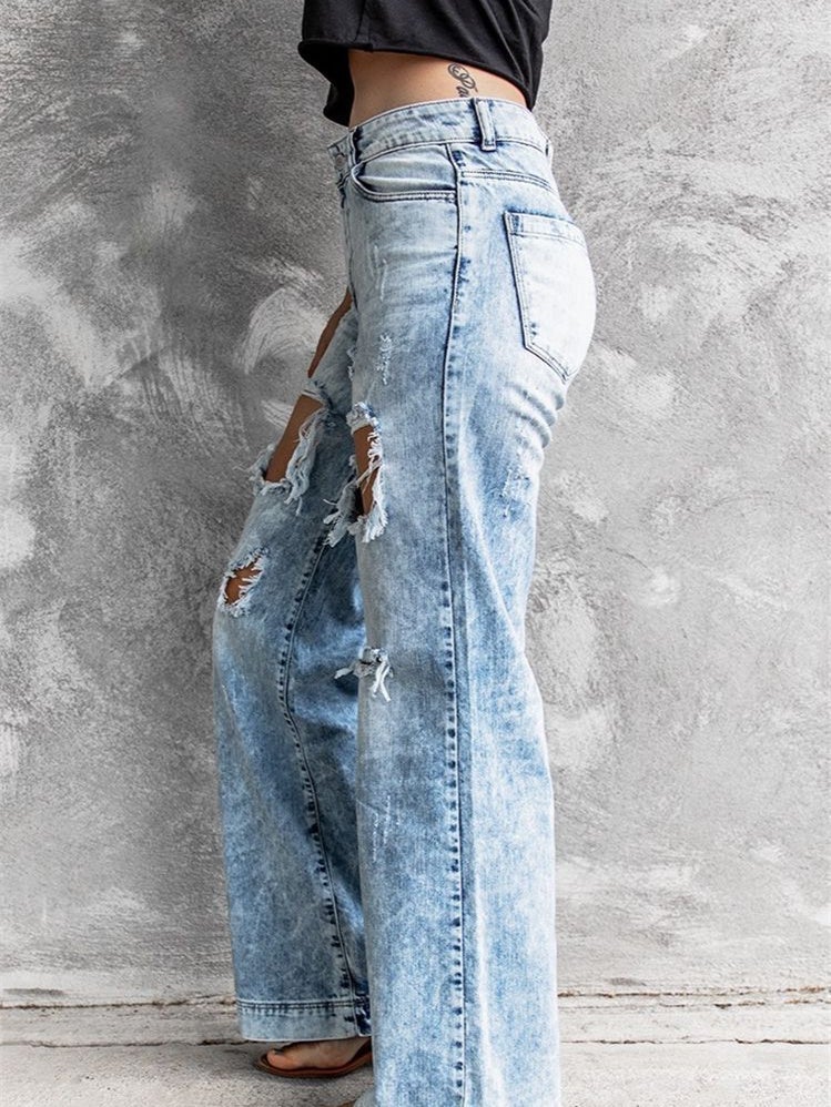 Ripped Wide Leg Jeans