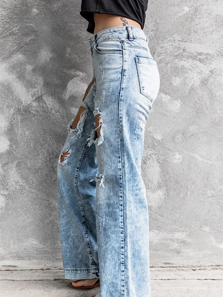 Ripped Wide Leg Jeans