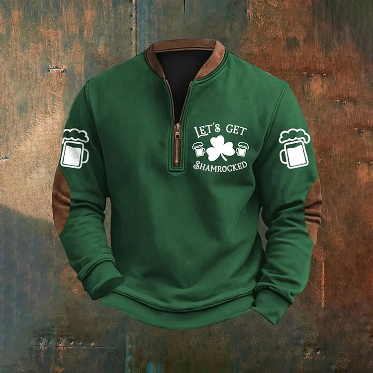 VChics St. Patrick's Day Let's Get Shamrocked Print Zip Sweatshirt