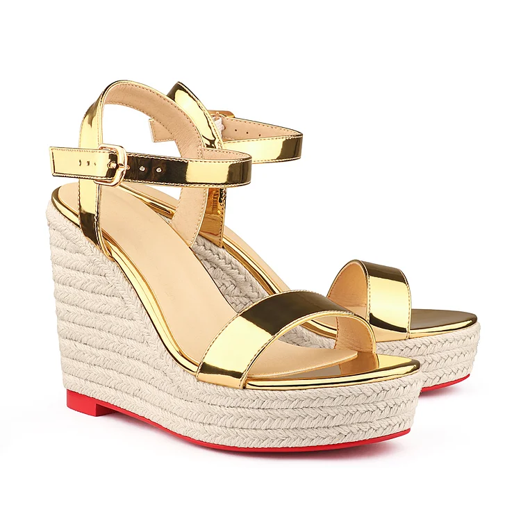 115mm/4.5" Women's Fashion Platform Wedge Sandals Heeled Buckle Shoes Red Bottom Sandals VOCOSI VOCOSI