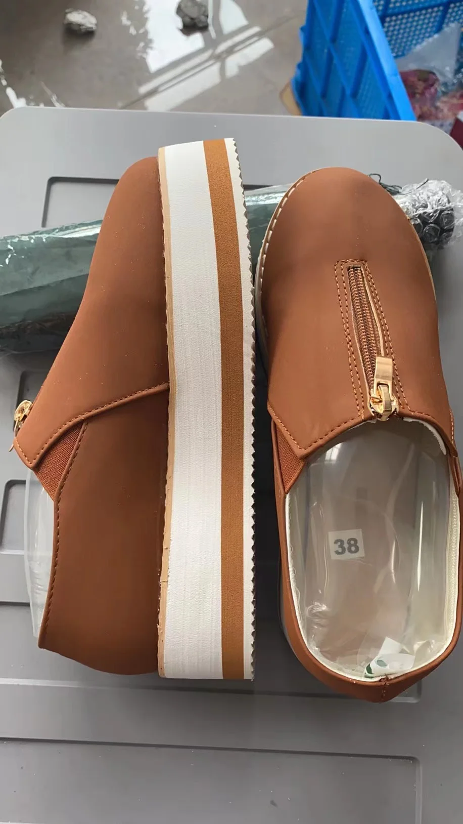 Qengg New Women Casual Shoes Fashion Round Toe Platform Wedge Loafers Slip-On Lightweight Comfortable Vulcanized Shoes Sapatos Casuais