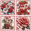 (4 Pack) Red Fruit And Red Flower - Special Shaped Diamond Painting - 30*30CM
