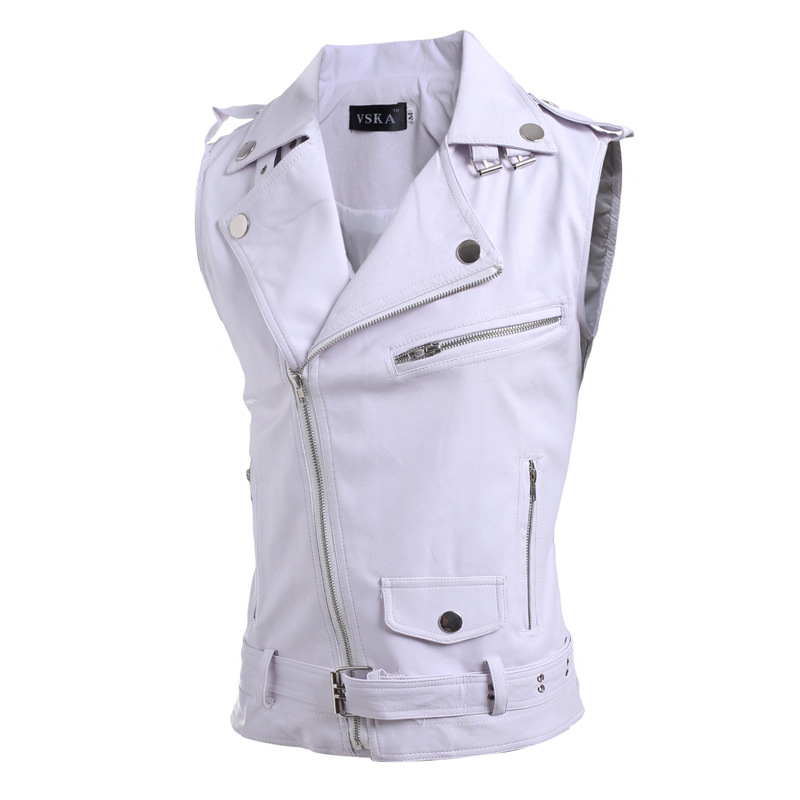 Zip-fit Slim Lapel Short Pu Leather Vest