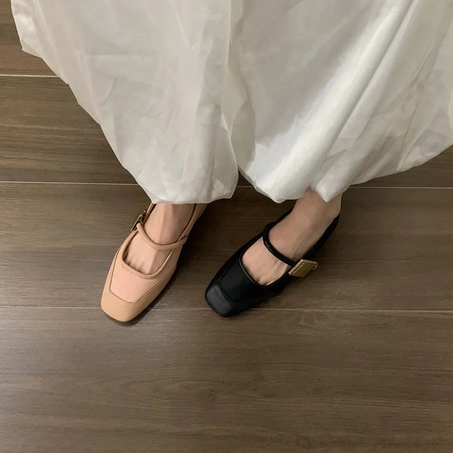 Nigikala Nigikala Temperament Square Head Mary Jane Single Shoes Women's Shoes 2023 New Summer Retro With Skirt Pink Spring And Autumn Evening Shoes