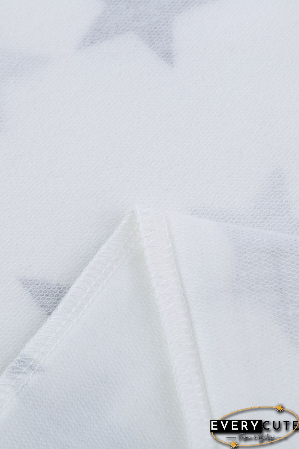 White Crew Neck Star Print Drawstring Loungewear Set with Pocket