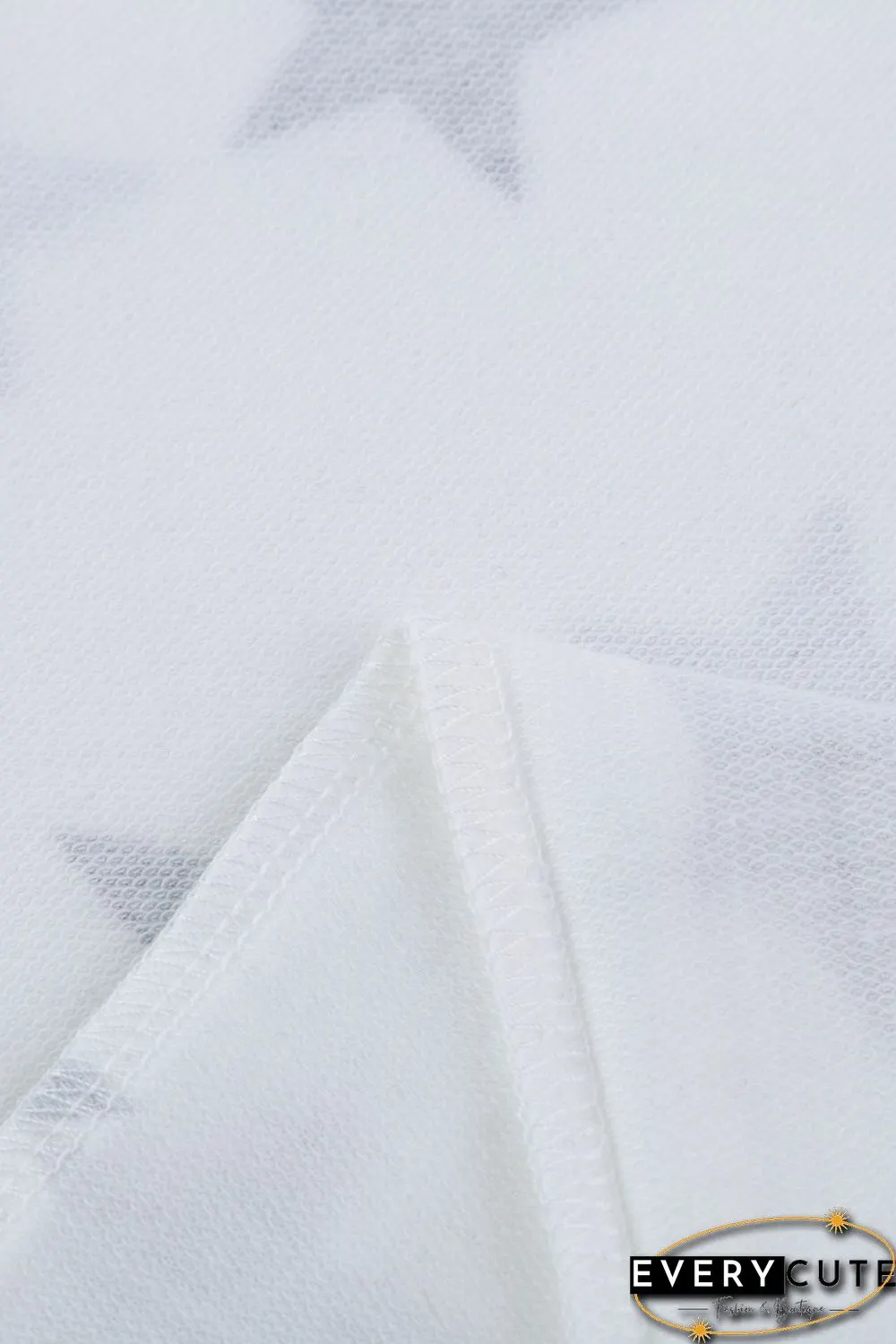 White Crew Neck Star Print Drawstring Loungewear Set with Pocket