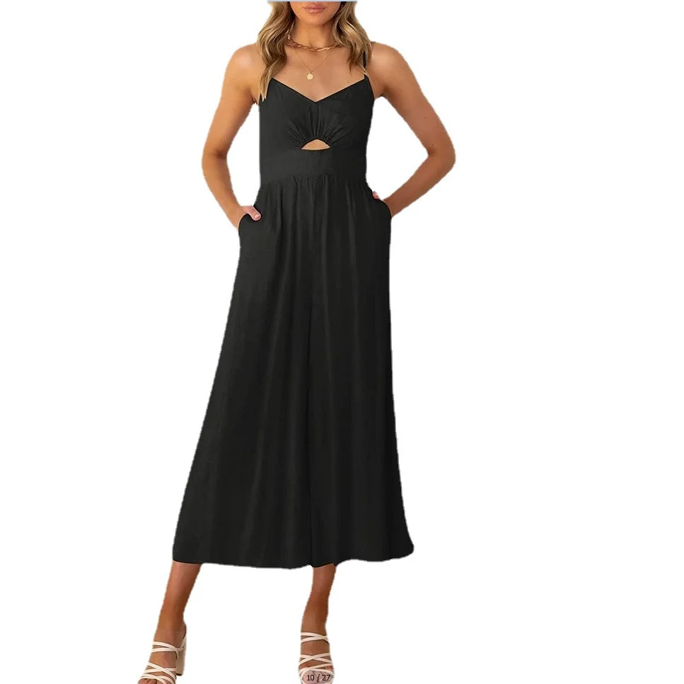 Athvotar Athvotar Hair 2025 Spring New Women's Clothing Explosion Long Legs Thin Waist Bump Color Work Clothes Show Thin Jump Jump-Suited Jumpsuit Woman