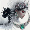 Flocon de neige chat noir fille-spécial en forme de peinture de diamant-30 * 30cm
