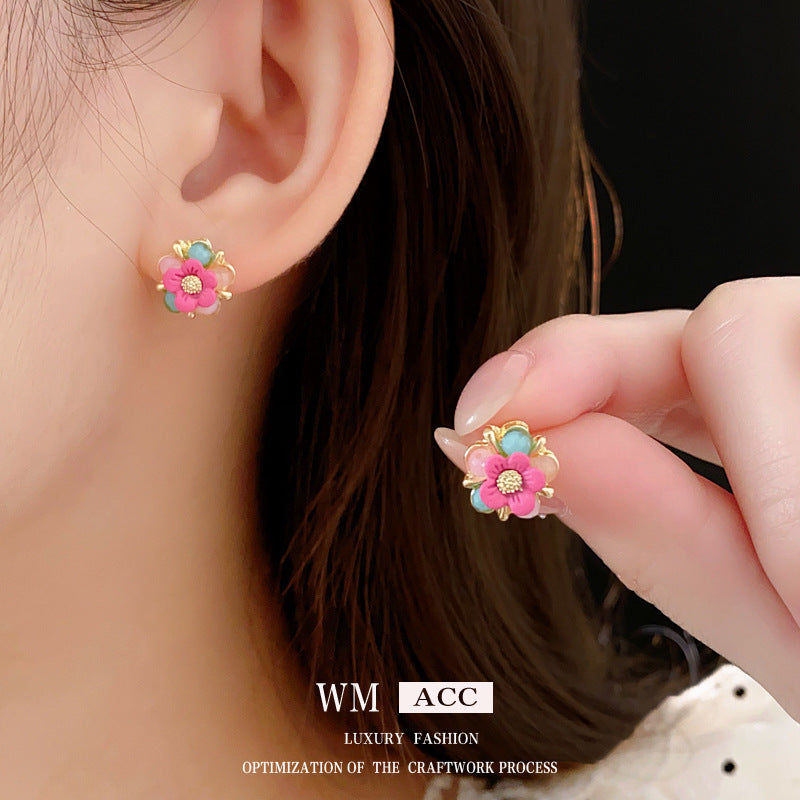 Minimalist Flower Flower Alloy Electroplating Stud Earrings