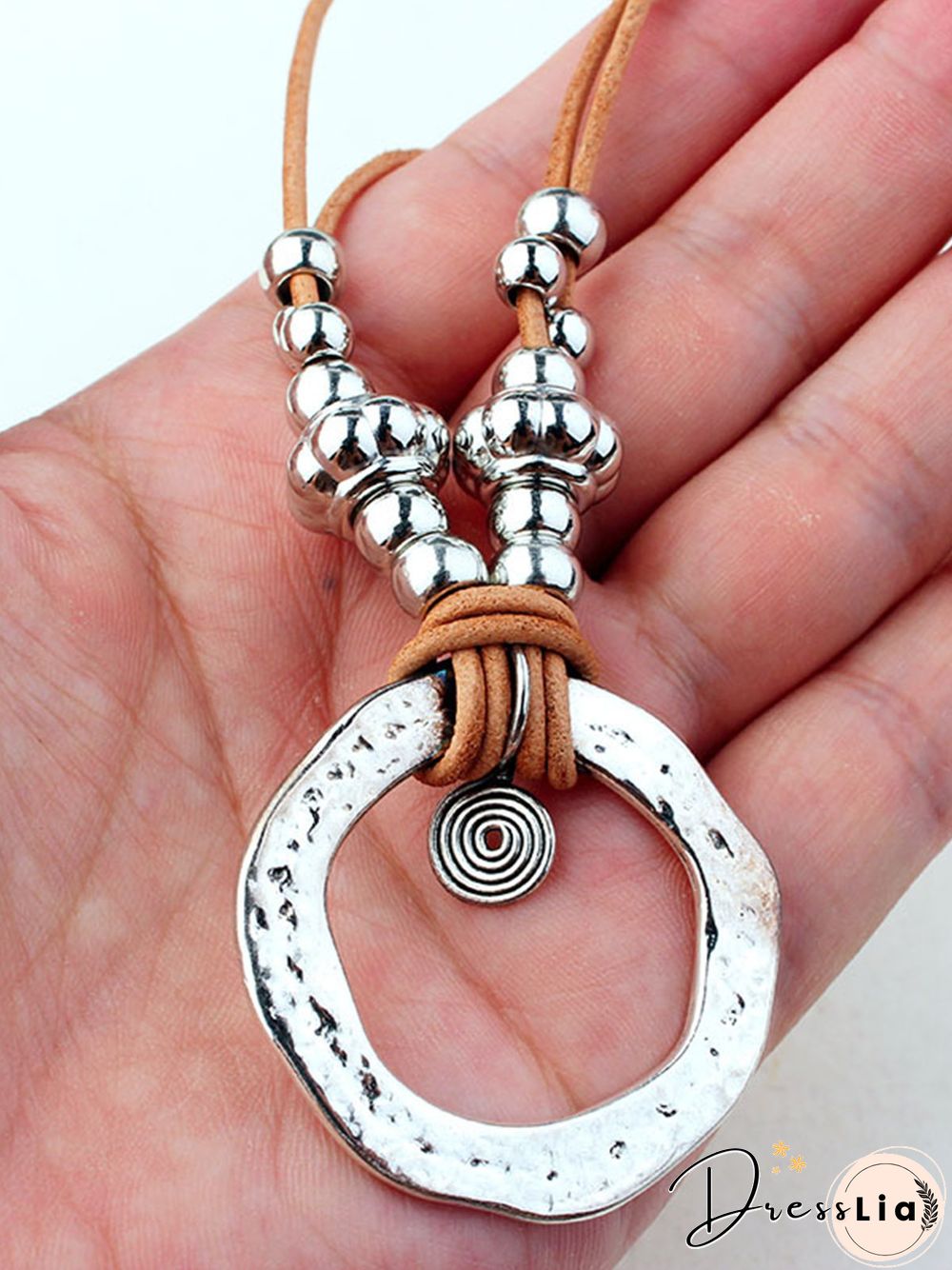 Vintage Ethnic All Season Metal Leather Commuting Leather Standard Chain Necklaces Necklace for Women