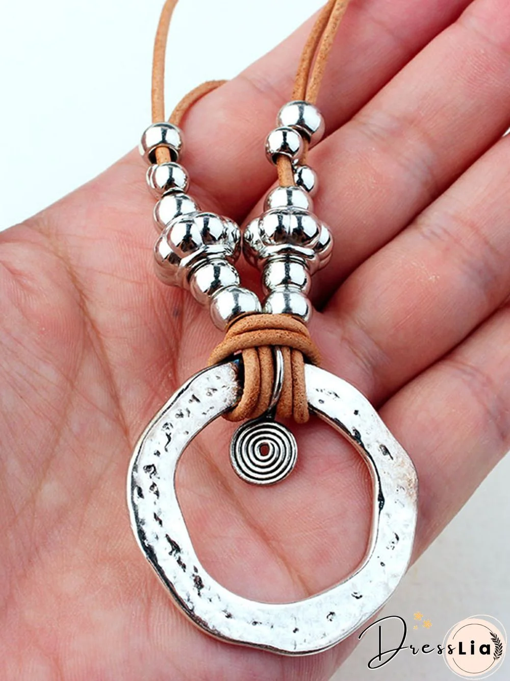 Vintage Ethnic All Season Metal Leather Commuting Leather Standard Chain Necklaces Necklace for Women