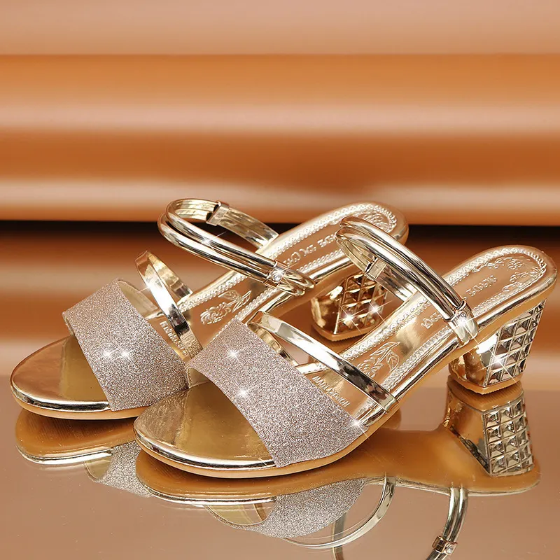 Breakj Breakj Summer New Korean Version Of Sandals Women Coarse Heel In The Toe And Wear Two Thick And Cool Drag Women Shoes