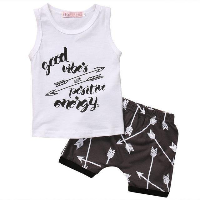 Newborn Kids Baby Boy Arrow T shirt Short Pants Outfit Clothes