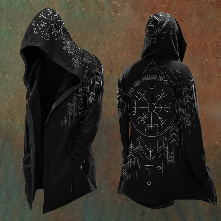 VChics Men'S Vintage Viking Totem Art Hooded Jacket