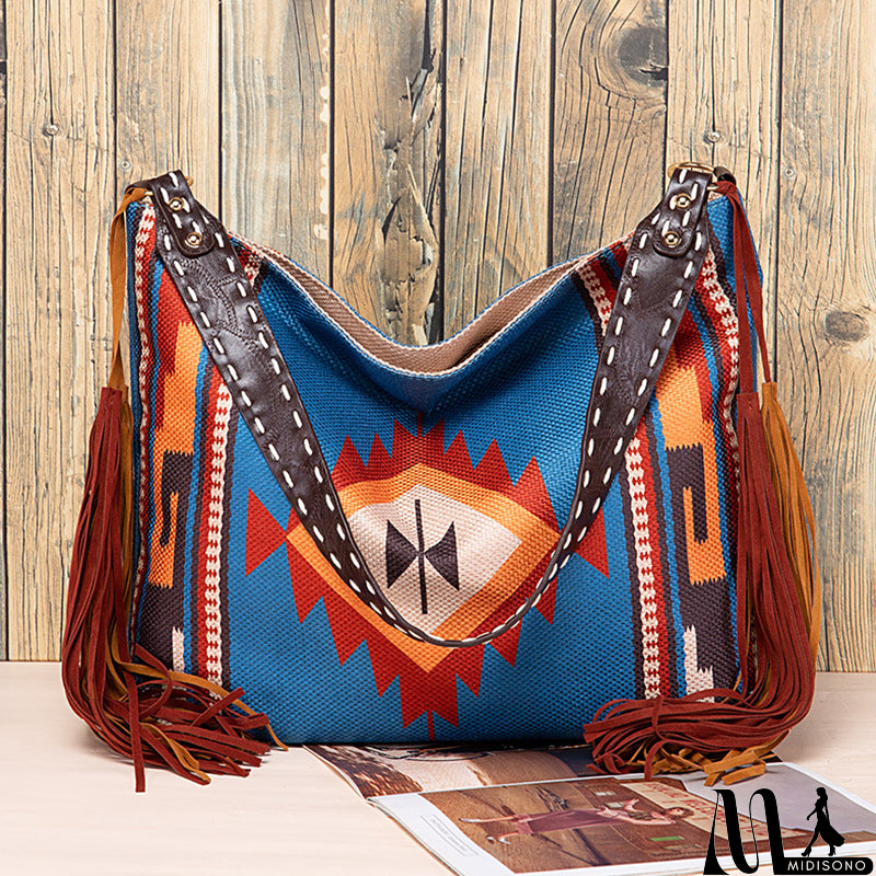 MidiSono - Casual College Color Block Tassel Bags