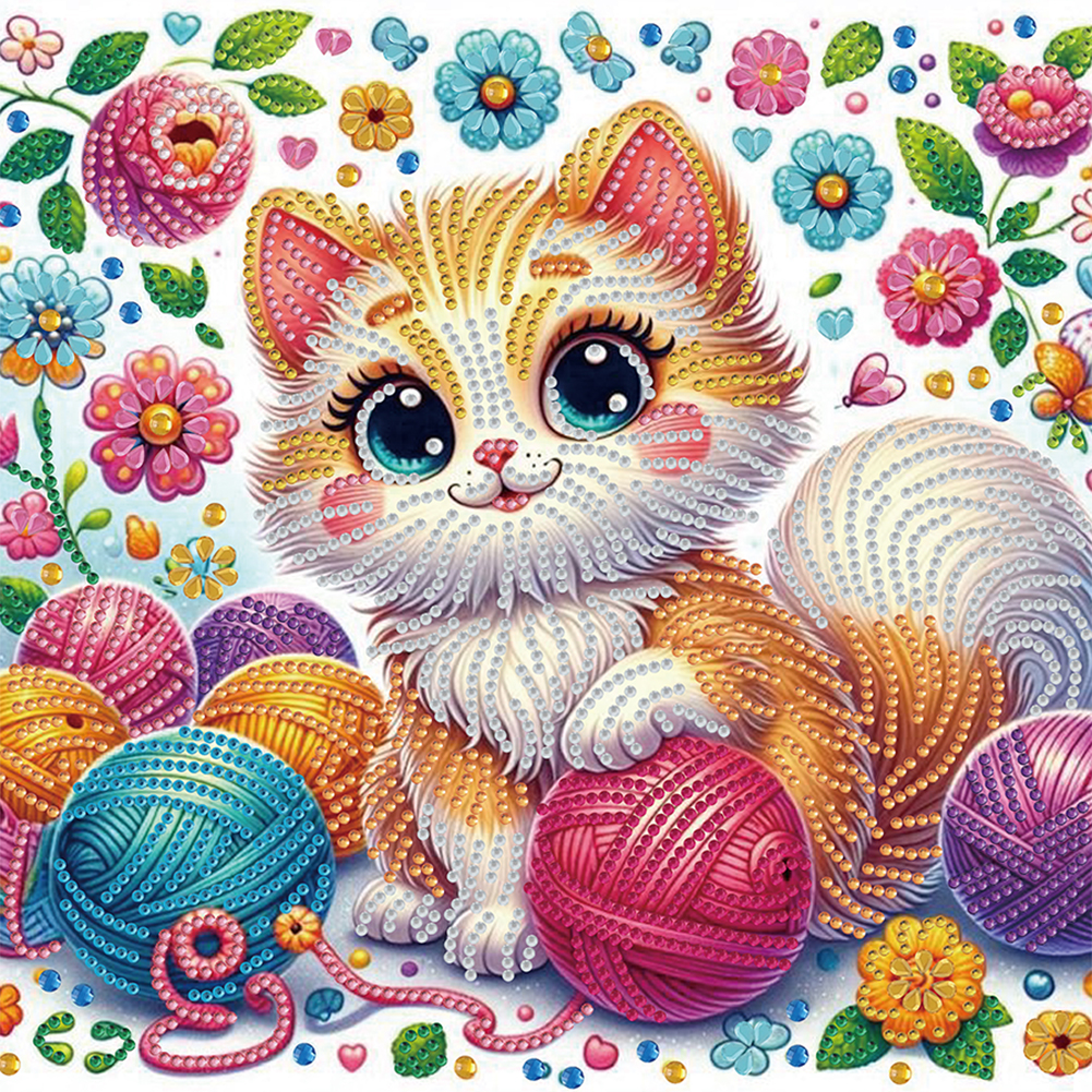 Cat 30*30cm(canvas) special shaped drill diamond painting