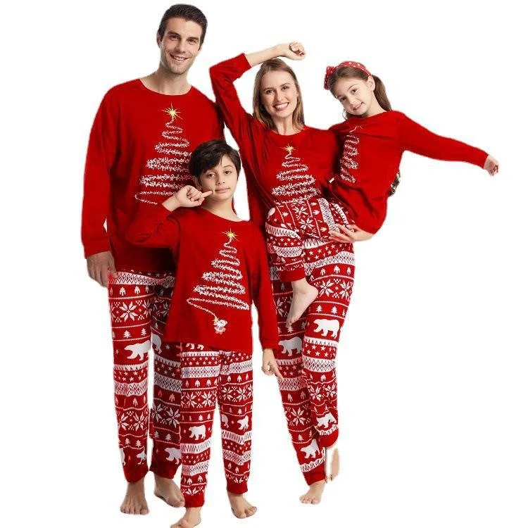 Christmas Family Two Tone Tree Print Pajamas