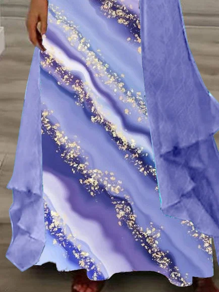 Women Half Sleeve V-neck Solid Color Dress