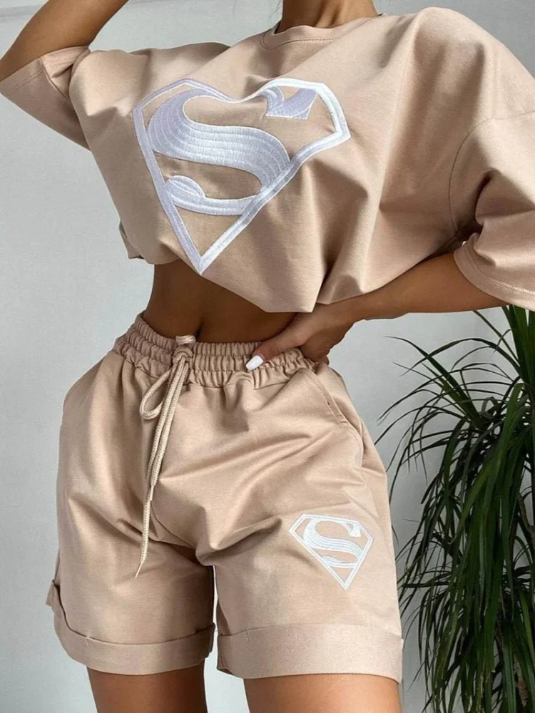 Women's Sets Printed T-Shirt Shorts Casual Two Piece Set